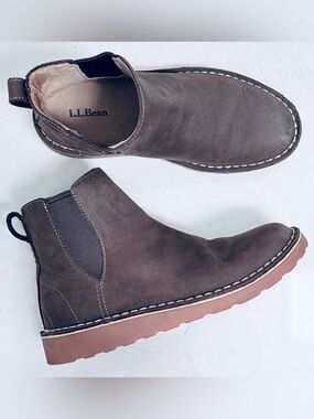 L.L. Bean Classic Brown Leather Bootie Slip-On Chelsea Boot Women’s 6.5 EUC